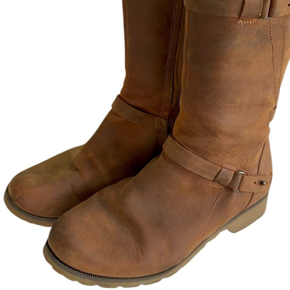 Teva De La Vina tall boots in brown waterproof leather Size 6.5 - Picture 9 of 10